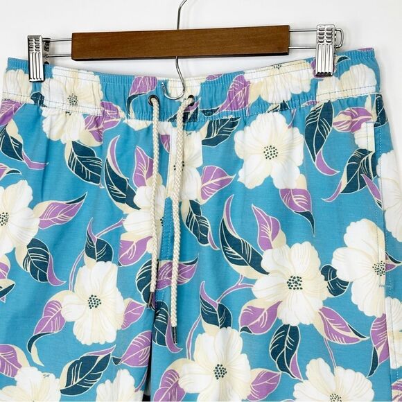 Faherty Mens Beacon Swim Trunks Blue Hawaiian Print Size Large - Picture 6 of 11